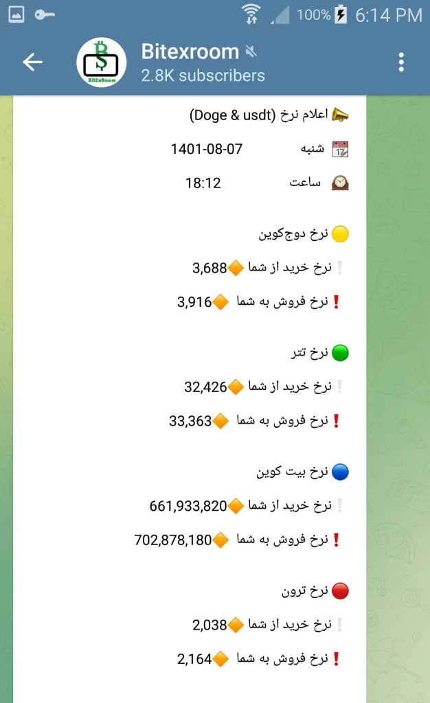 قیمت خرید و فروش در صرافی بیتکس روم