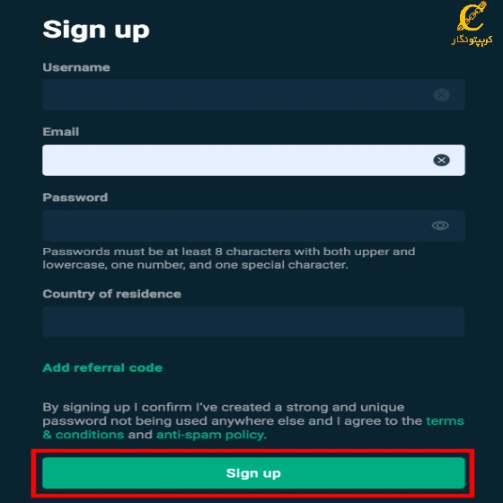 آموزش ثبت نام در صرافی بیتفینکس