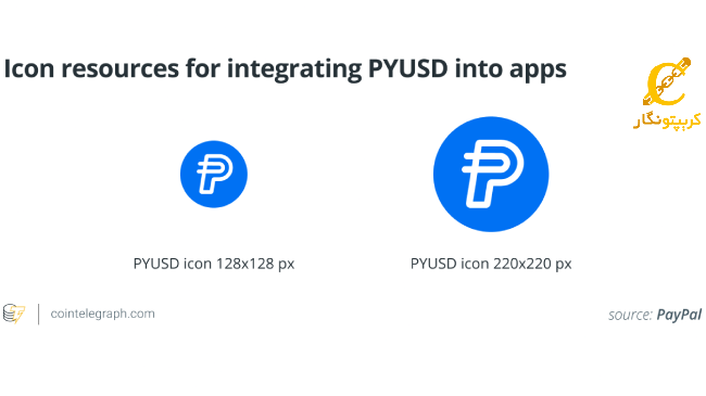 آیکونهای PYUSD در اندازه های 128 پیکسل و 220 پیکسل